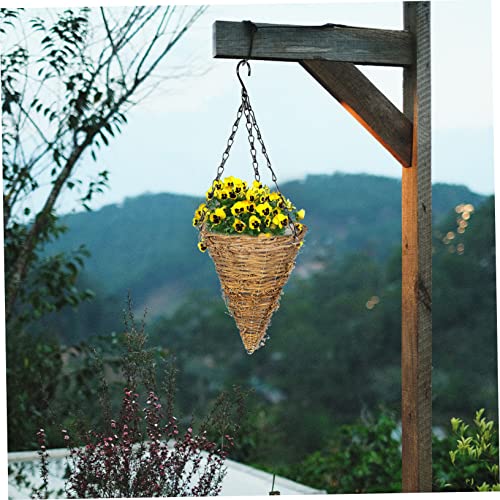 Housoutil 2Pcs Balcony Decor Natural Shaped Inch Garden Chlorophytum Container Accessories Rustic Rattan Black Holder Succulents Cover Cones Planter Flower Flowerpots Wall Pots Grower Woven #TOP7