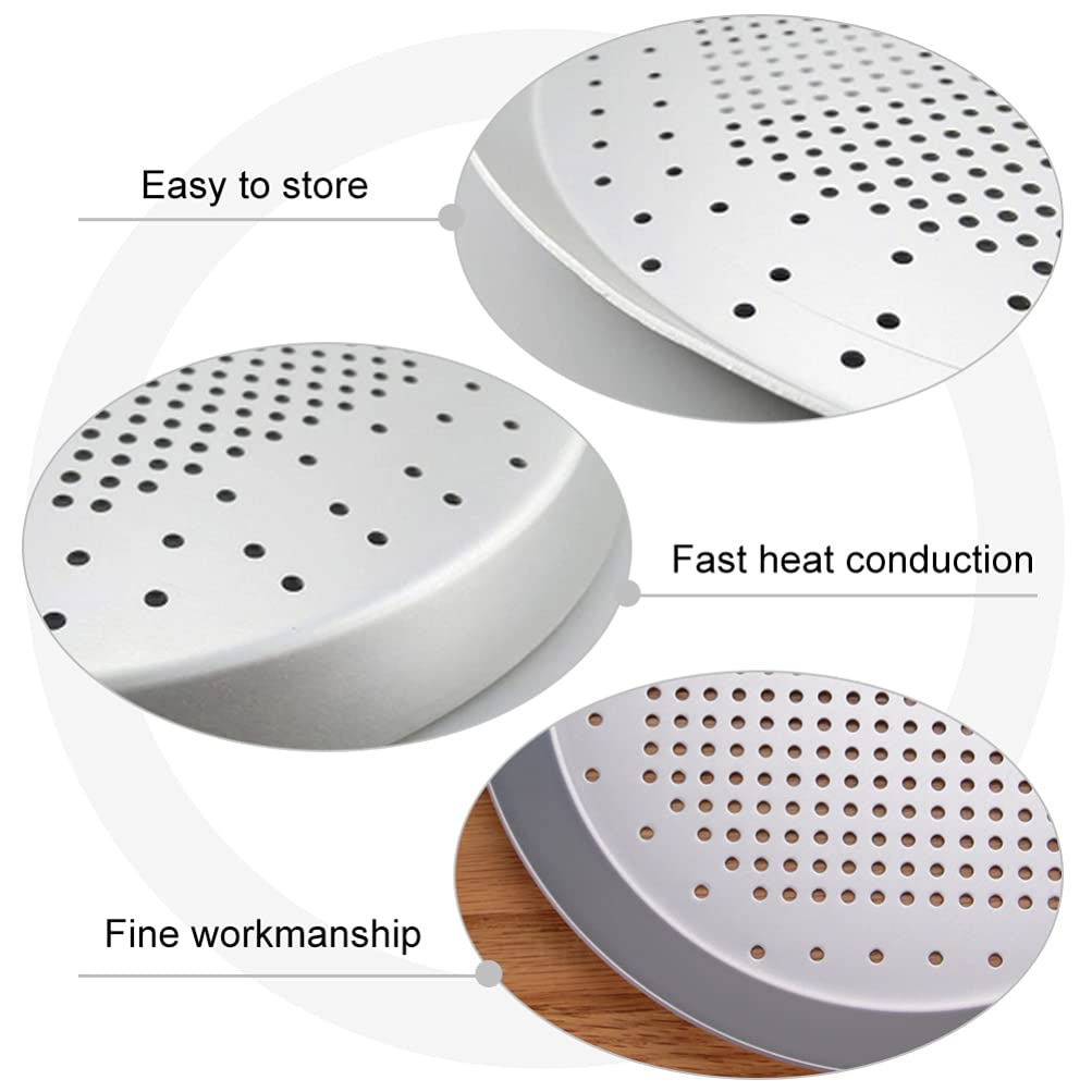 DOITOOL Pizza Heating Pan Pizza Cooking Tray Perforated Pizza Pan 6 Inch Round Bakeware Nonstick Aluminum Alloy Pizza Fries Bread Cookies Baking Pan for Home Kitchen Oven Cake Pan Pizza Mesh