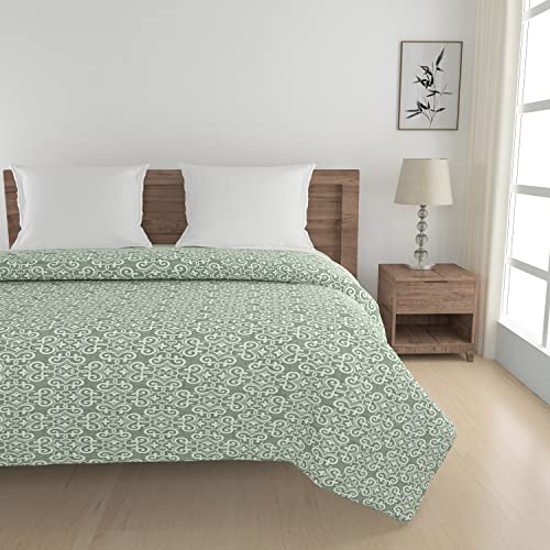 Image of Swayam AC Double Comforter (250 X 225 Cm) | 100% Cotton | 150 GSM | Geometric, Green | Comes with Protective Health Layer