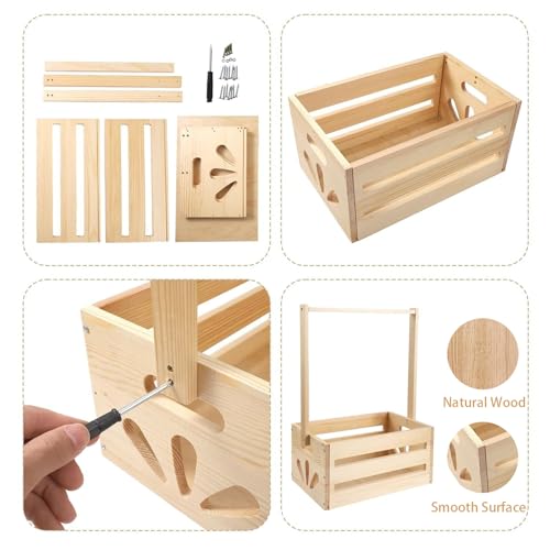 Image of Wooden Baby Shower Crate Closet, Newborn Baby Shower Basket with Handle for Pregnancy Announcement, Boys Girls Pregnancy Gifts for Baby Favors