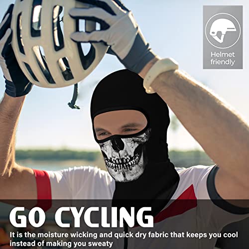 Eikuni Balaclava Face Mask for Men Women Lightweight for Ski Motorbike Motorcycle Halloween Cycling Riding Hunting Fishing (Skull White Face Black Nose) - Image 3
