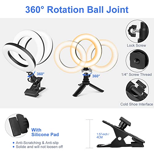 Image of UBeesize Video Conference Lighting Kit, LED Ring Light with Clip and Stand for Computer, Selfie Light for Zoom Meetings,Live Streaming,YouTube,TikTok