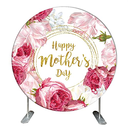Toile de fond ronde Happy Mother's Day en polyester rose 2x2m