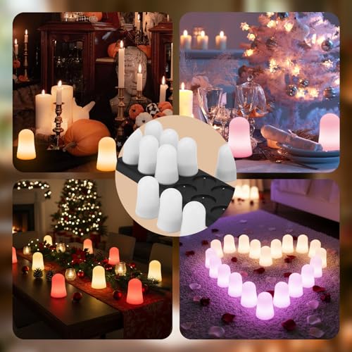 Velas LED recargables con mando a distancia y base de carga de 12 luces 7