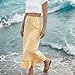 Women's Plaid Maxi Skirts A-Line Ruffle Hem Layer Y2k Flowy Casual Long Skirts Fashion High Waisted Gingham Skirt Yellow