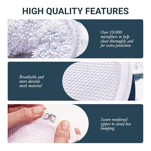 Image of Shoe Washing Machine Bags (2-Pack) - Laundry Bag for Sneakers, Protect Shoes & Washer, Durable Thick Chenille, Reinforced Zipper, Includes Sneaker Brush - Bluehome