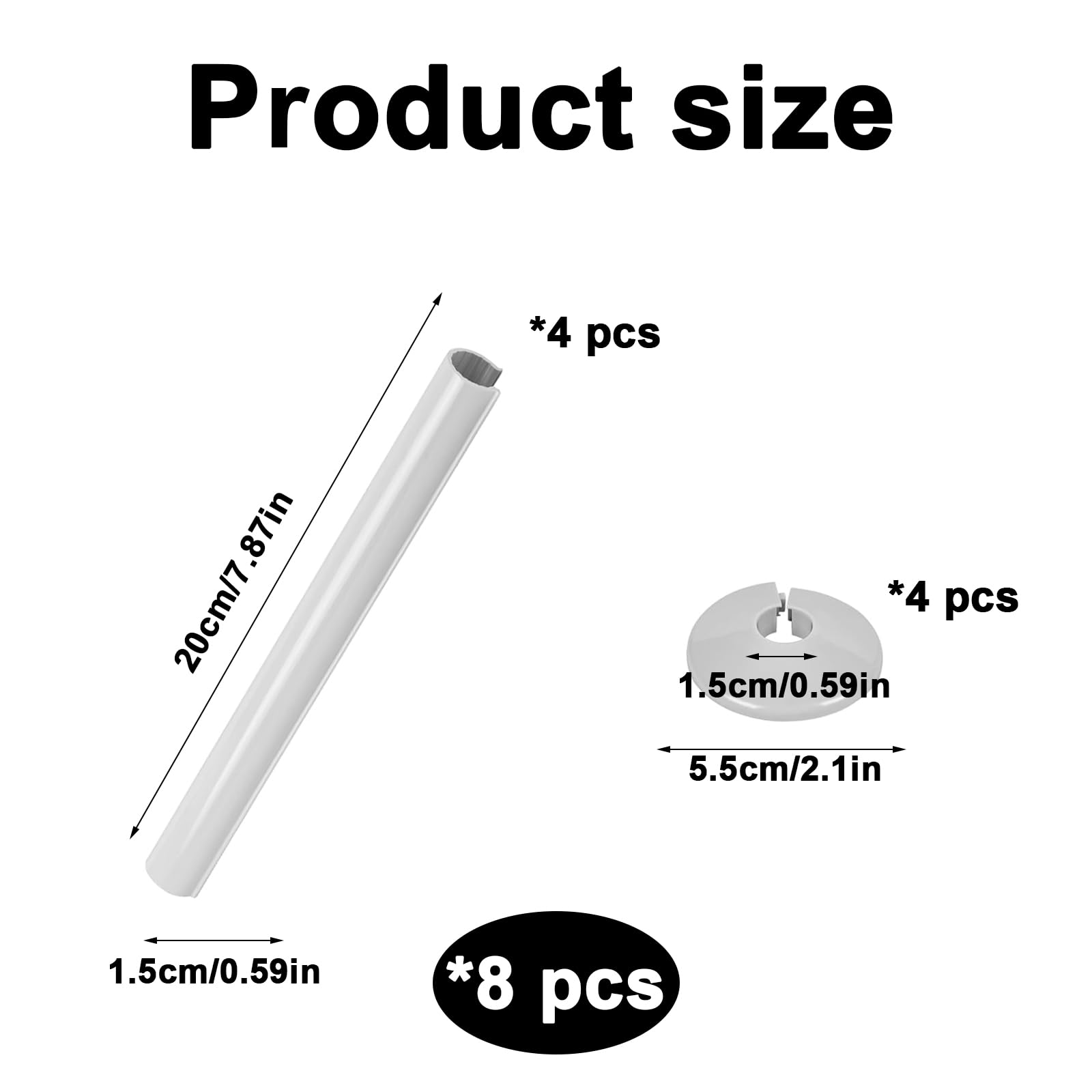 8 Pcs Radiator Pipe Collars, Radiator Pipe Covers White - Image 2