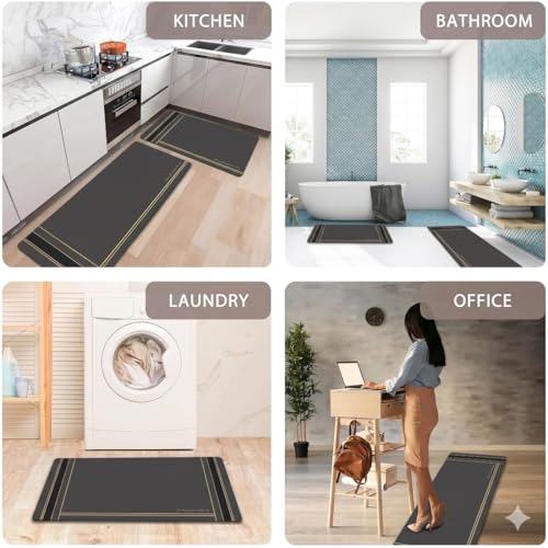 Image of Kitchen Anti Slip Mat for Floor, Waterproof Washable Kitchen Mats, Non Slip Kitchen Floor Mats for Home, Soft Mats for Kitchen, Kitchen Mats for Floor Anti Slip (Black MAT)
