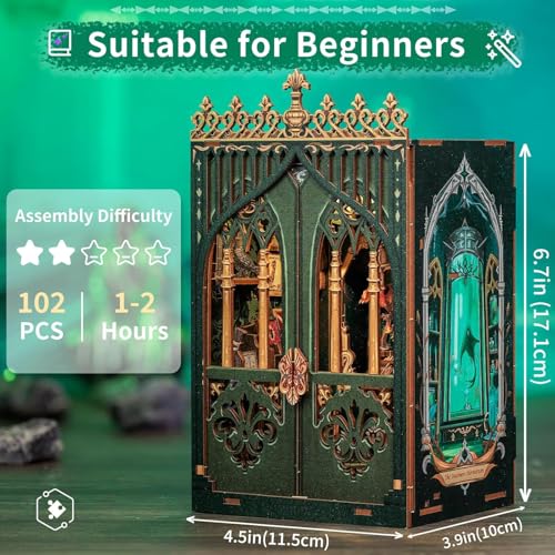 Image of Book Nook Kit - DIY Miniature House Dollhouse Kit for Adults and Teens, Booknook Tiny House Bookshelf Decor 3D Wooden Puzzle, Gifts for Family Friends. (The Darkness Herbarium)