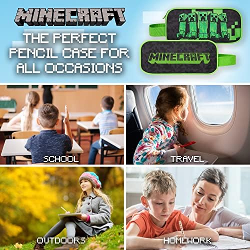 Minecraft Pencil Case, School Supplies Pencil Cases Large Capacity, Gifts for Boys (Black)