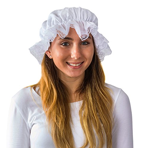 Tigerdoe Mob Cap - White Mop Hat Bonnet Colonial Costume Accessory, Revolutionary Dress up (White Mob Cap)