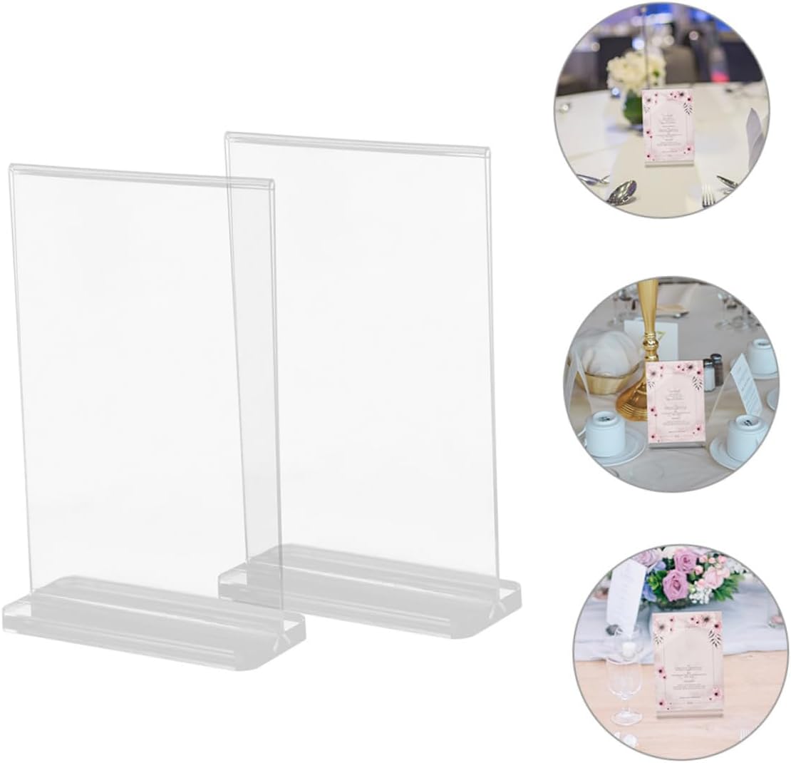 10pcs Elegant Acrylic Sign Holders Desktop Display Stands for Table Menu Holder and Event Tables