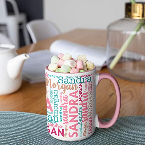 Personalized Coffee Mugs w/Word Cloud Art, 12 Colors & 9 Font Art, 15 oz. Custom Gifts for Couples, Men, Women - Red/White, Ceramic Keepsake Mug, Personalized Gifts - Image 3