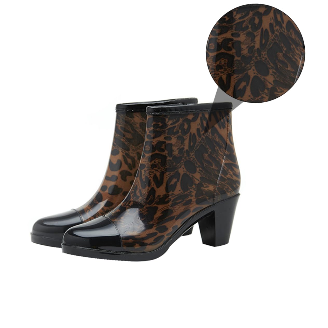 SHERCHPRY Botas de Lluvia de Tacón Alto para Mujer Cremallera Lateral