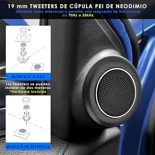 Pyle Altavoces para Coche, 6.5”, Bidireccionales, 2 vias, Envolvente Caucho butilo no fatigante, 360V, Impedancia de 4 Ohm, Bovina movil ASV - imagen 5