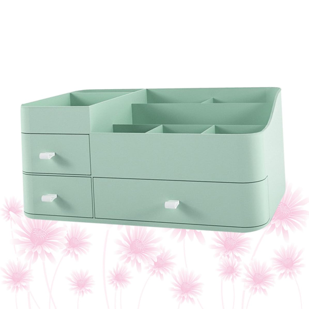Scatola Portaoggetti Cosmetici con Cassetto, Organizer Desktop Verde