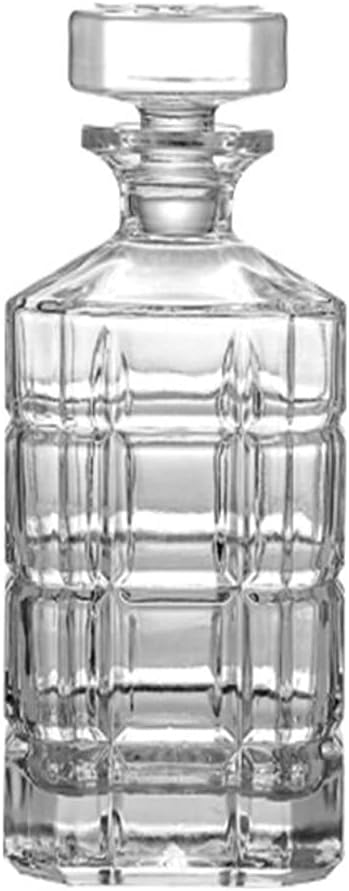 Crafted Glass Whiskey Decanter With Glass Stopper, Lead-Free Crystal Decanter For Alcohol, Wine, Scotch, Brandy or Bourbon Decanter