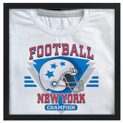 Americanflat T-Shirt Frame - 13.5x13.5 Frame with Shatter-Resistant Glass and Folding Insert - All-Star Collection - Black Tshirt Frames for Wall Display - Ideal for Sports Memorabilia or Graphic Tees