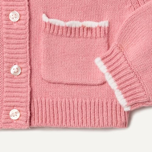 Image of Amazon Essentials x Sofia Grainge Baby Girls' Cardigan Sweater with Ruffle Neck, Button-Front, Soft Cotton-Nylon Knit