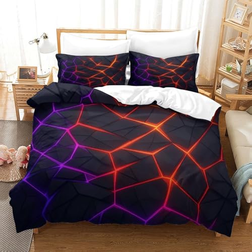 Housse pour couette luxe motif 3D néon géométrique chic - 3