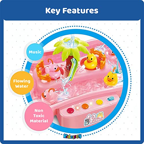 Image of Kidology Magnetic Fishing Game Toys with Sideway&Stairs|Electronic Fishing Game Set with Magnetic Pond Toddlers Toys|Preschool Learning Education with Music Story Toy for Kids (Go Fishing) Multi