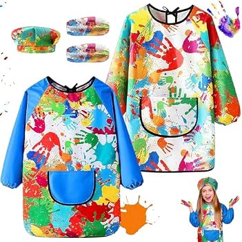 LECTNORE Delantal De Pintura Impermeable De Manga Larga Para Niños – Bata De Arte Con Bolsillo – Para Pintura, Manualidades, Cocina – Talla 80-100 Cm
