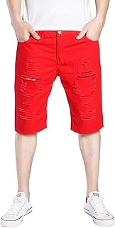 Red jean shorts mens Clearance