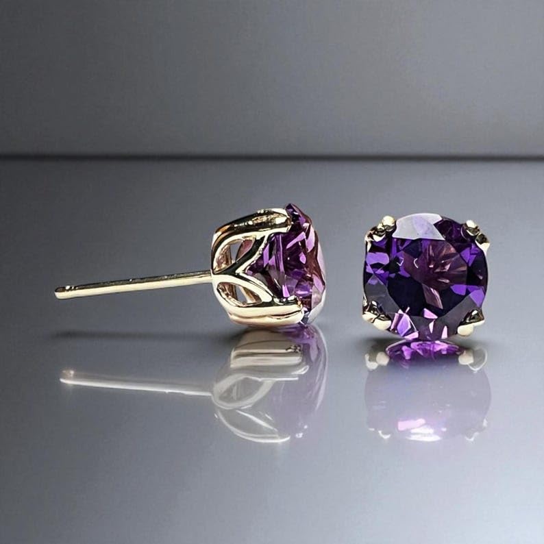 Boucles d'oreilles rondes en améthyste et argent 925 LKSTD_0620 - 2