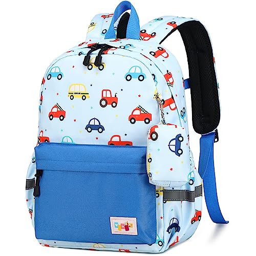 mygreen Kinderrucksack mit Brustgurt Kindergartentasche Kindergartenrucksack 37 cm, 27 cm oben, 11 Liter unten, 6 Jahre/Klein Backpack Adventure Bus Hellblau