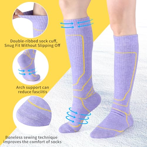 Zicac Merino Wool Ski Socks 2 Pairs for Women, Cold Weather Knee High Thermal Socks for Skiing, Snowboarding, Hiking, Camping3