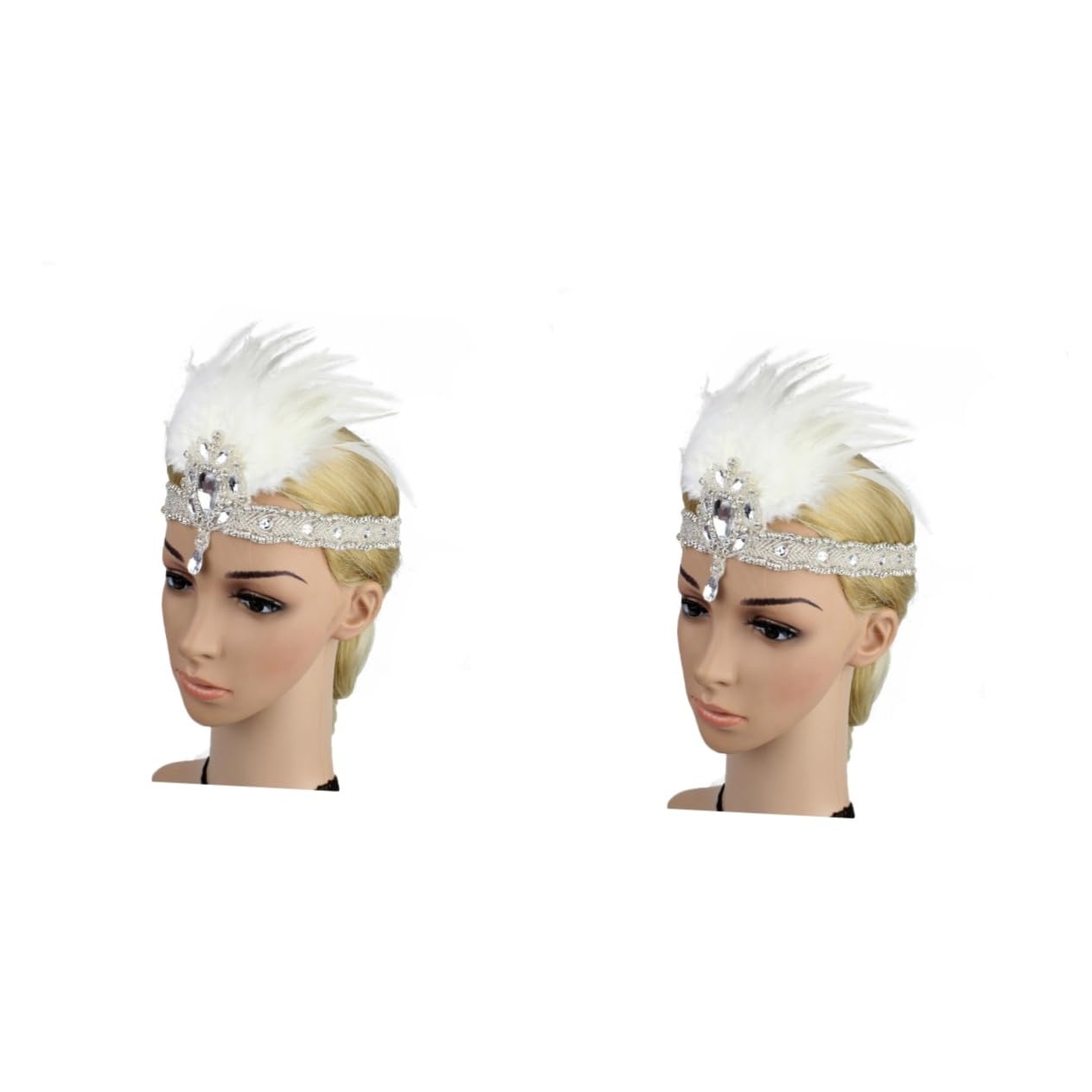 SHERCHPRY 2pezzi Fascinator Flapper Headband per Matrimonio e Feste Accessorio per Stile Anni Cerchietto Elegante Bianco per Donne