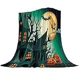 Photo Gallery fjauoq coperta in microfibra, 127 x 152 cm, motivo cartoni animati vintage, con case, alberi, rami, luna, pipistrello, verde, coperta calda e leggera per divano, letto, campeggio, picnic Photo Gallery fjauoq coperta in microfibra, 127 x 152 cm, motivo cartoni animati vintage, con case, alberi, rami, luna, pipistrello, verde, coperta calda e leggera per divano, letto, campeggio, picnic