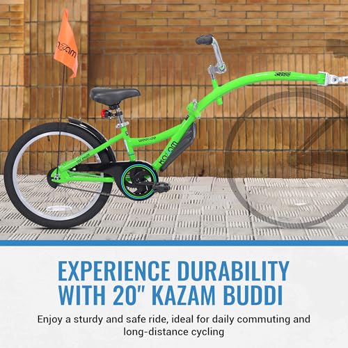 Image of KaZAM Co-Pilot Bike Trailer - 20 Inch Bike Trailer with Adjustable BMX Stem and Handlebar - Lightweight Aluminum Frame and Padded Saddle for Cycling - Perfect for Family Rides