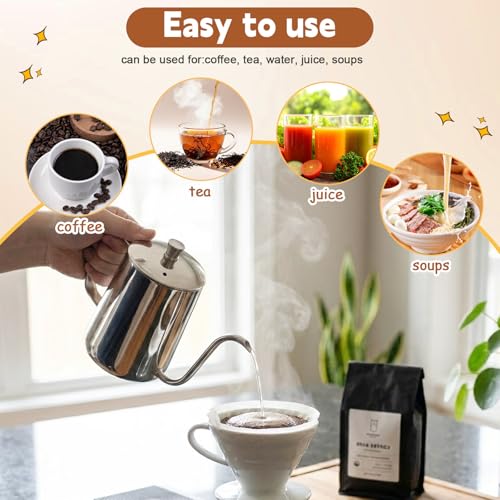 Tetera de café para oficina con mango anti-calor y flujo estable 8