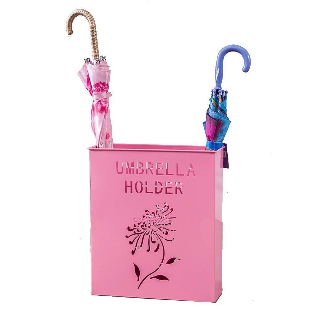 Porte-parapluie rose et doré en métal grand format pour bureau