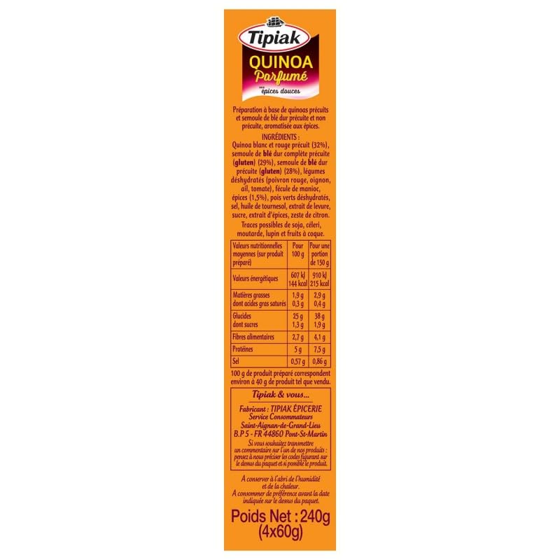 Délicieux Paquet Découverte Quinoa Parfumé - 4 Sachets de 60g TIPIAK - Idéal pour Plats Santé - Céréales Gourmandes - Le Lot De 3