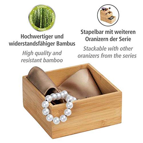 WENKO Bambus Ablage Terra M, praktische Organizer-Box für Schränke und Regale in Küche, Bad und dem gesamten Haushalt, übersichtliche Aufbewahrung von kleinen Utensilien, 15 x 7 x 15 cm, Natur