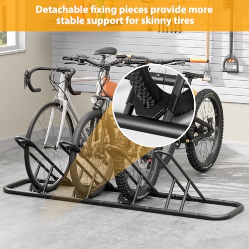 Image of Mr IRONSTONE Floor Bike Rack for Garage, Indoor /Outdoor Bicycle Storage Stand, Parking Rack for Mountain, Road & Kids Bikes (Black, 4 Bike)