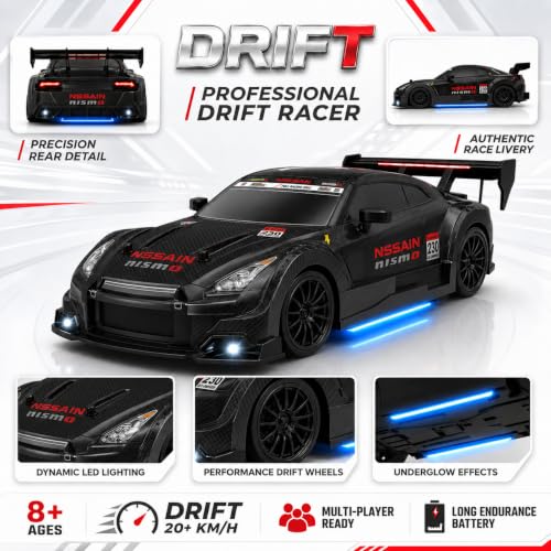 FLYTEK Skid RC Drift Car 4x4, Red, Ages 8+ BLACK - Image 5