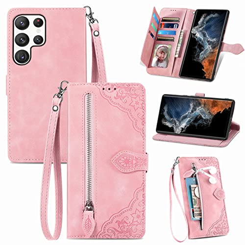 Étui de téléphone portable pour S25Ultra avec porte-cartes et motif fleuri