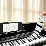Abnehmbare Klaviertastatur Notenetiketten, Klavier Noten Aufleger für 88/61 Tasten, Klavierführer für Anfänger Kinder, Klaviernoten Leitfaden, Wiederverwendbar Silikon Piano Aufkleber mit Box (Bunt)