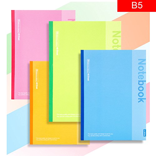 Libro de notas B5 para diario de estudiantes, 40 hojas, libro de notas suave para estudiantes y oficina (paquete en 4 libros)