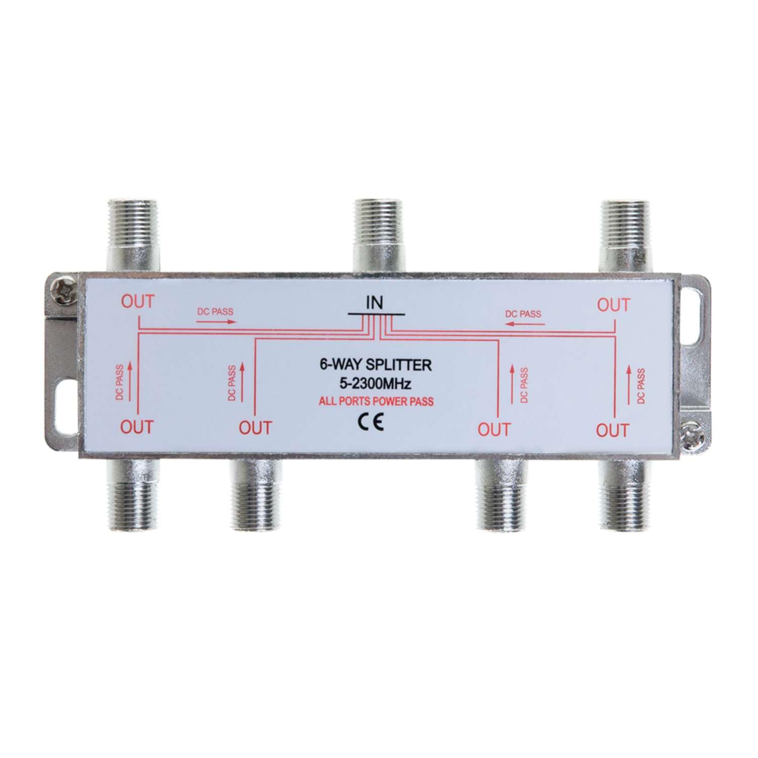 Cables Direct Online 6 Way Bi-Directional 5-2300 MHz Indoor and Outdoor Waterproof Coaxial Antenna Splitter for RG6 RG59 Coax Cable Satellite HDTV (6 Ports)