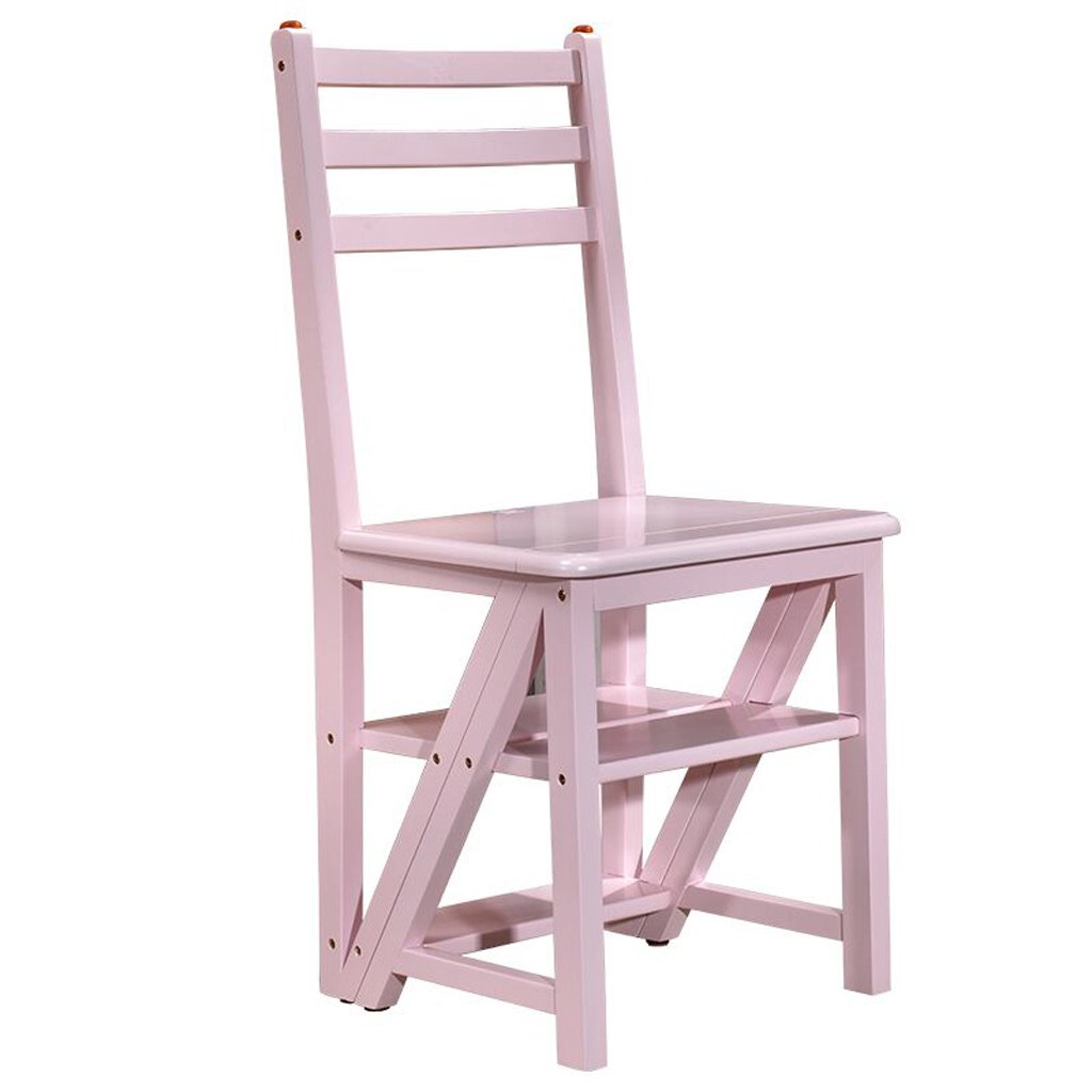 Tabouret à quatre marches en bois pliant LUNEZY rose pour la cuisine