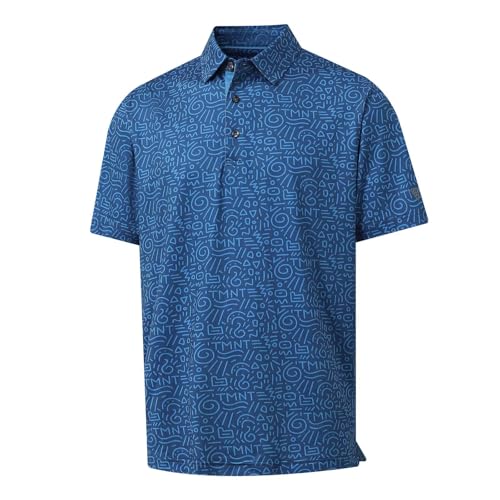 Image of M MAELREG Mens Golf Shirt Short Sleeve Dry Fit Print Moisture Wicking Performance Patterns Collared Polo Shirt