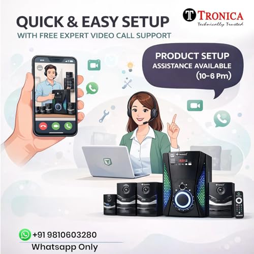 Tronica Boom Box Bluetooth Party Speaker 90W RMS with Dual Mics (Wired & Wireless) | Powerful Bass | USB/FM/AUX Smart TV Compatible | Remote Control | Vivid RGB Lights | Karaoke & Home Theater System 2 51GriakT2NL