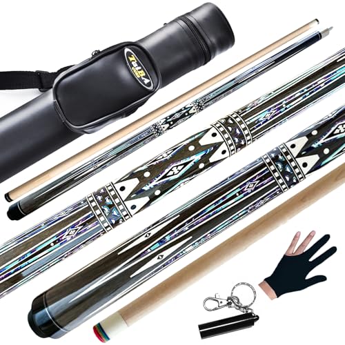 Tai ba cues Pool Cue Stick, 13mm Tip, 58", Hardwood Canadian Maple 2-Piece Professional Billiard Stick 19,20,21Oz (Selectable)-Blue, Red, Green Pool Cue Stick