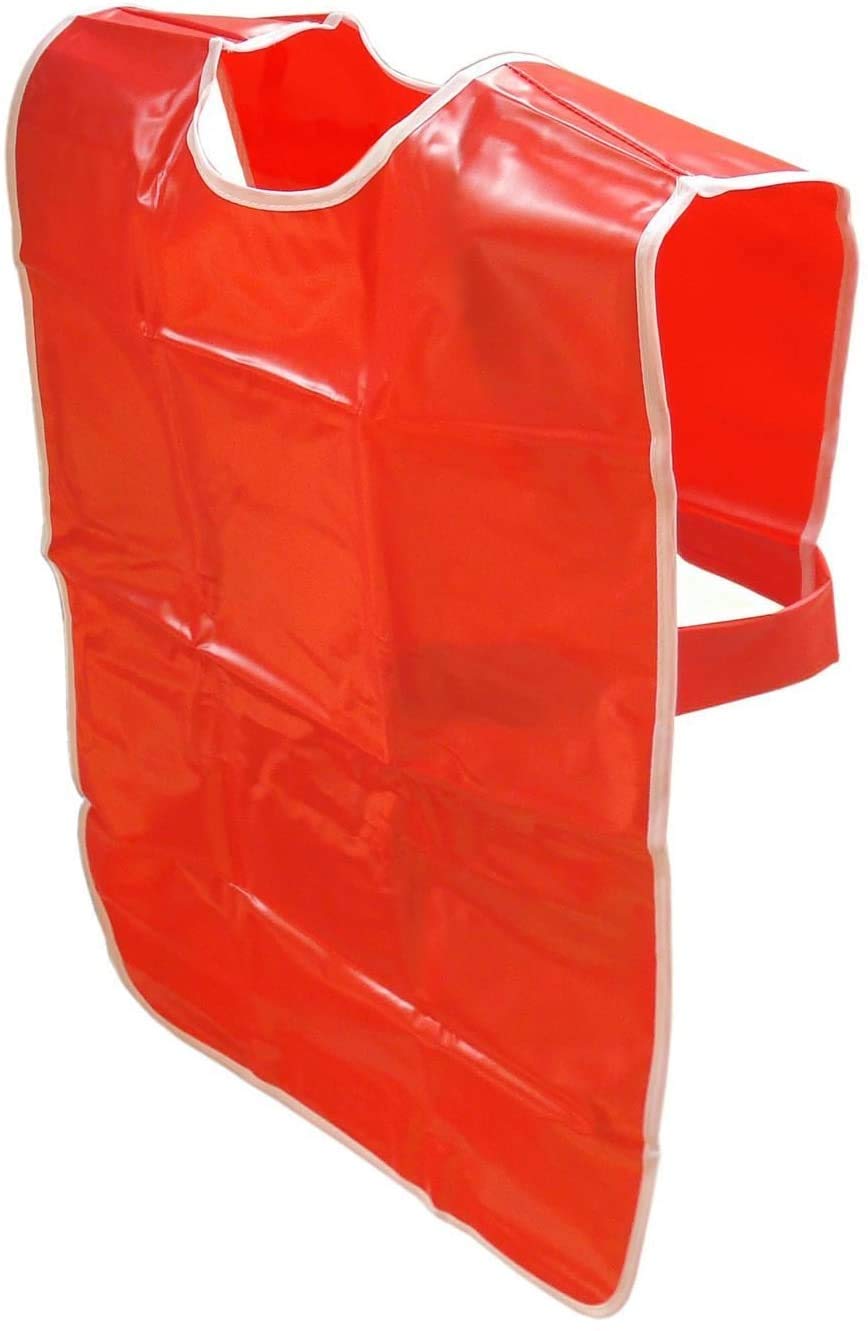 3 Ace Crafts Waterproof PVC Tabards (Red) Kids Painting Apron - 61cm (Length) × 66cm (Chest) Apron for Kids Messy Play, Air Dry Clay, Cooking - Popover for Arts and Crafts Activities