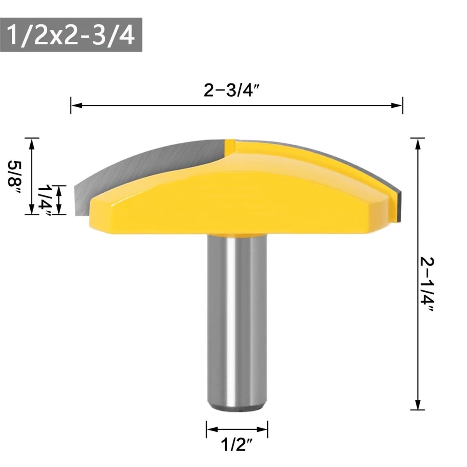1 broca for fresadora de cuenco grande de 1/2 pulgada y 12 mm de diámetro, radio de 2,7 pulgadas y ancho de 2-3/4 pulgadas.(12.7mm shank)