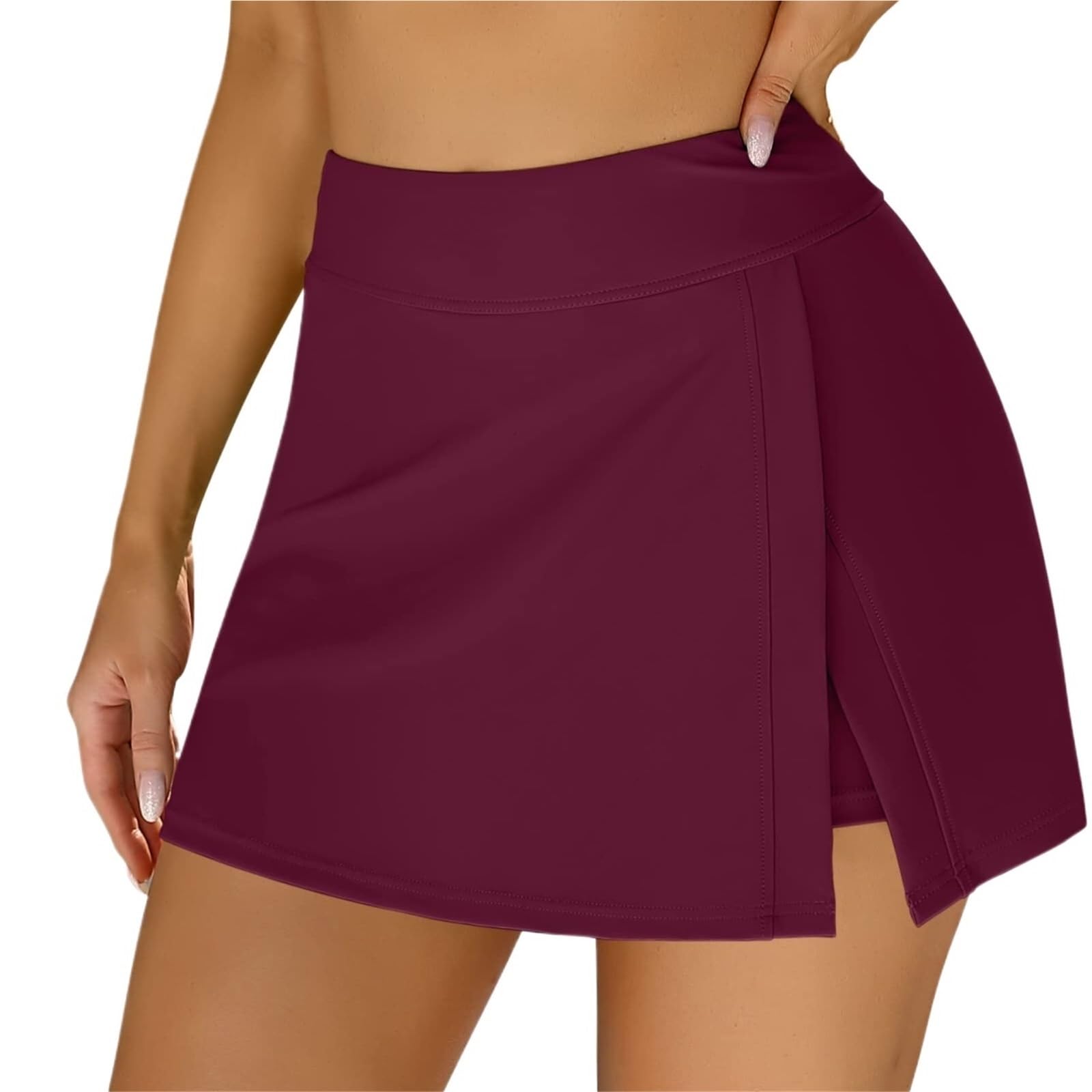 Pantaloncini da Bagno for Sport con Gonna Divisa incorporata, Pantaloncini a Vita Alta, Pantaloni for Donna per Spiaggia e Piscina